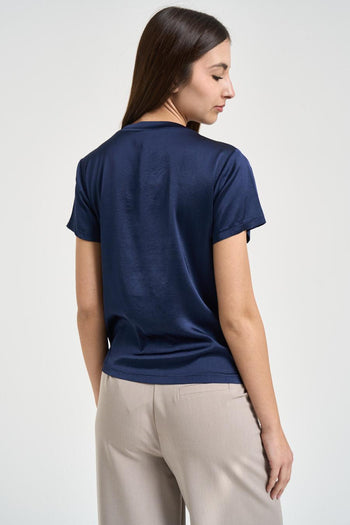 T-shirt donna girocollo blu notte - 3