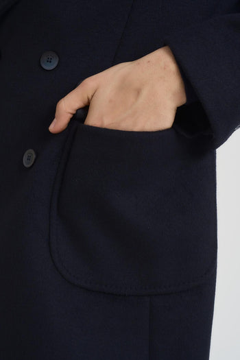 Cappotto uomo doppiopetto midi blu notte - 4