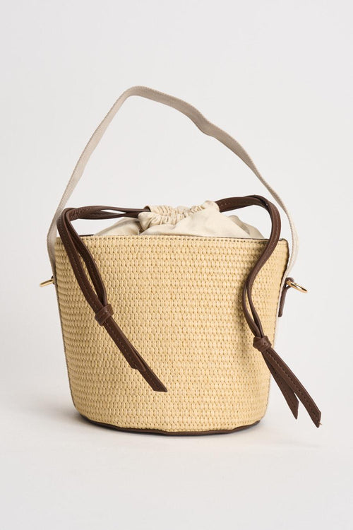 Secchiello donna in rafia beige e marrone