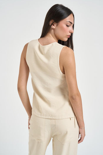 Gilet donna con fiocchi panna - 4