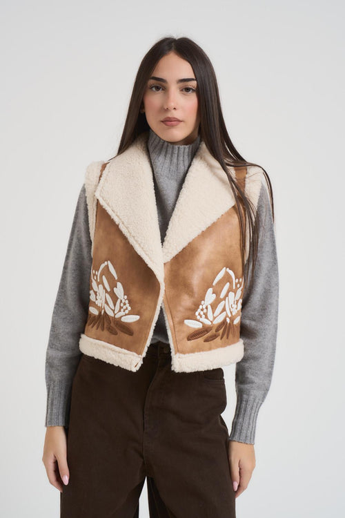 Giubbotto gilet donna corto beige