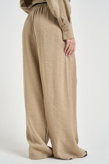 Pantalone donna gamba ampia sabbia - 4
