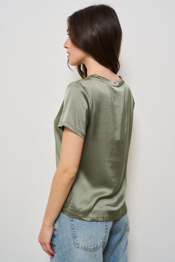T-shirt donna satinata verde - 3