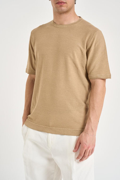 T-shirt uomo in maglia beige