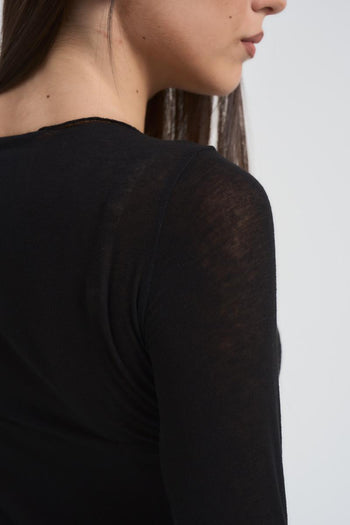 Maglia donna nera scollo a barca - 5