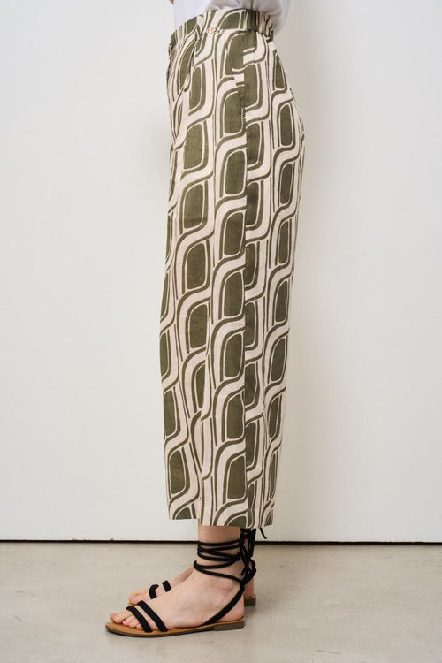 Pantalone donna in fantasia verde - 2
