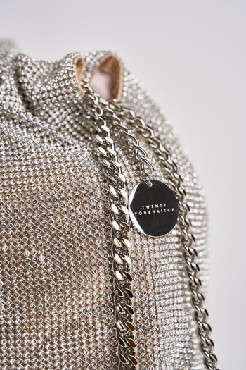 Borsa donna a sacchetto con starss argento - 3