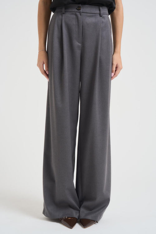 Pantalone ampio donna con pence grigio - 1