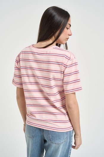 T-shirt donna a righe rosa - 3