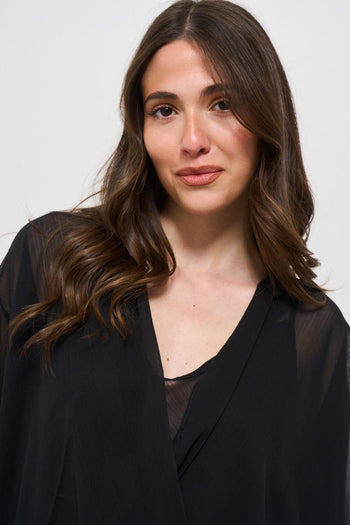 Camicia donna nera con incrocio - 3