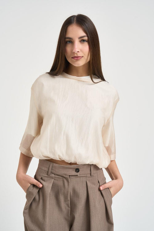 Blusa donna in organza panna - 1