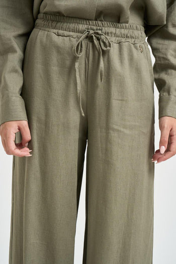 Pantalone donna fluido verde militare - 5