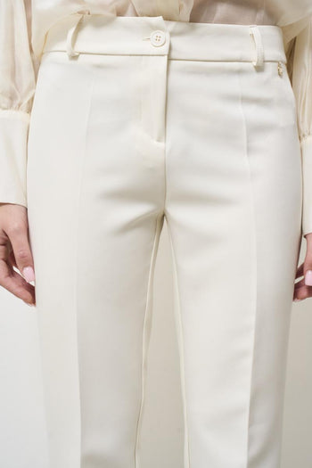 Women's skinny cream trousers - 5