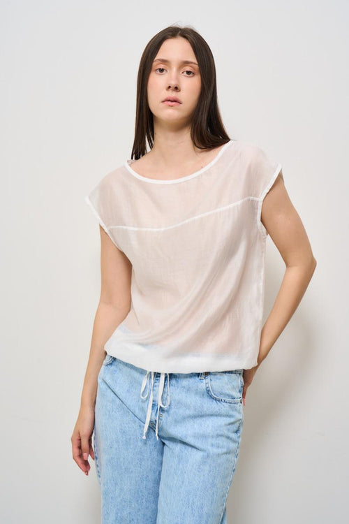 T-shirt donna scollo a barca bianco