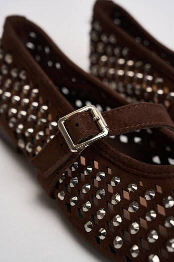 Ballerina donna con strass moro - 5