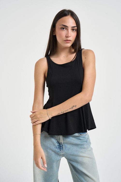 Top donna con fondo svasato nero - 1