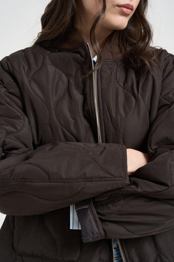 Bomber donna trapuntato marrone - 3