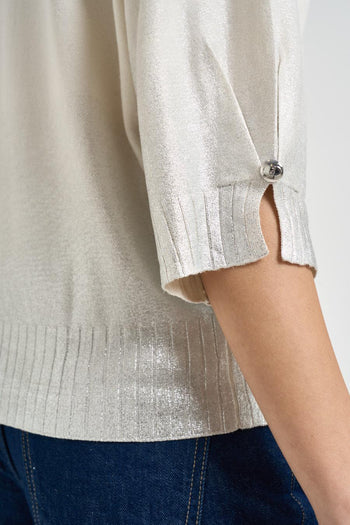 Maglia donna manica a tre quarti panna - 6