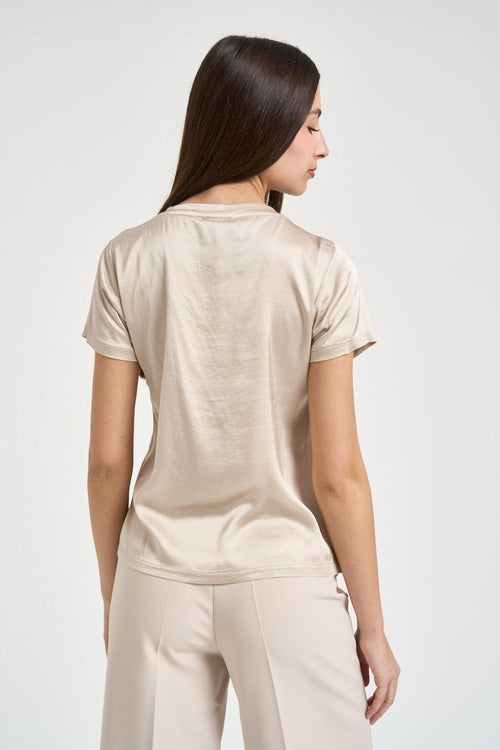 T-shirt donna girocollo beige - 2