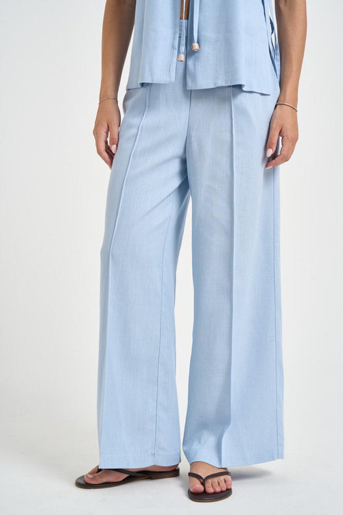 Pantalone donna con pinces celeste - 1