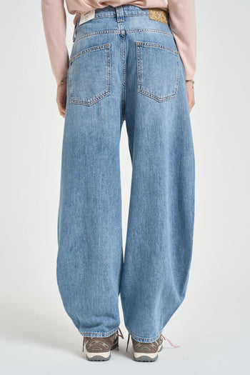 Jeans donna balloon in denim blu chiaro - 5