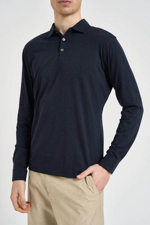 Polo uomo manica lunga blu notte