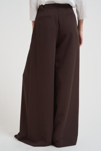 Pantalone donna a palazzo marrone - 5
