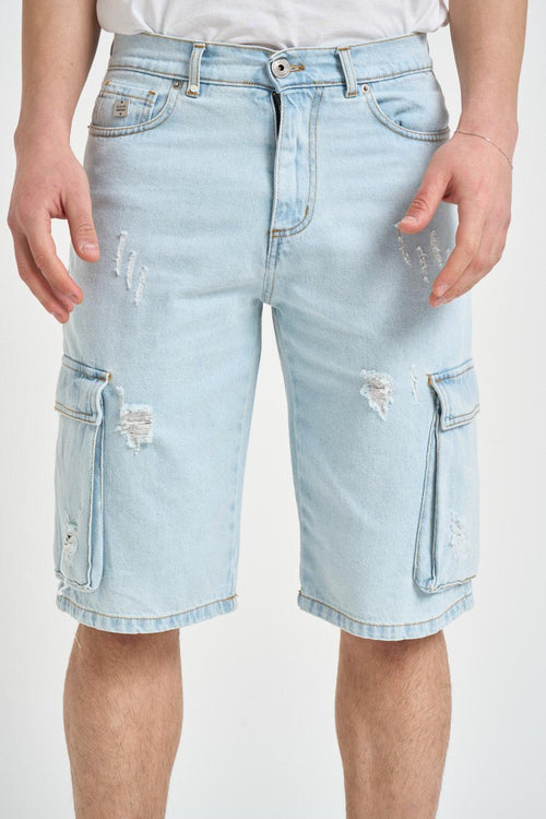 Bermuda uomo in denim azzurro chiaro