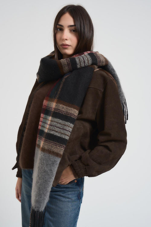 Sciarpa donna con frange grigia - 2