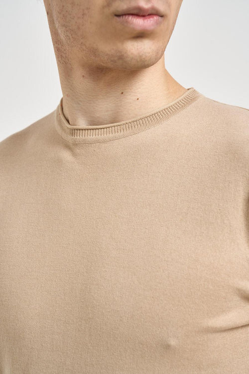 T-shirt uomo in maglia beige - 2