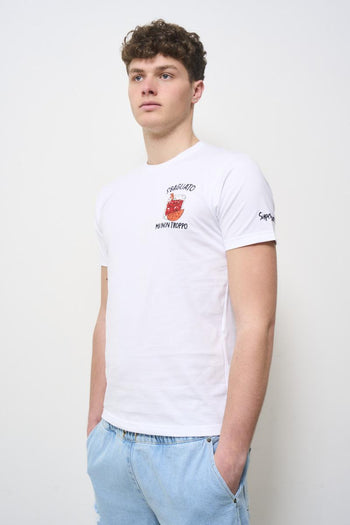 T-shirt uomo girocollo bianca con stampa - 3