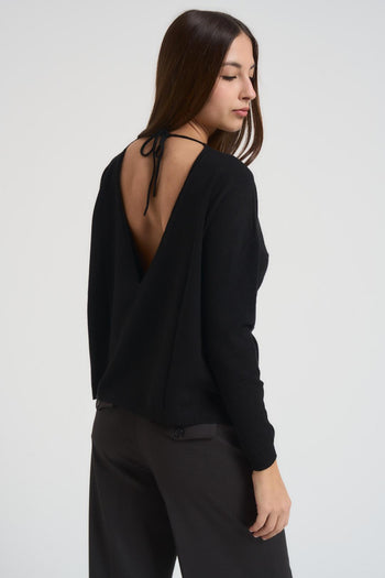 Maglia donna scollo a barca nera - 3