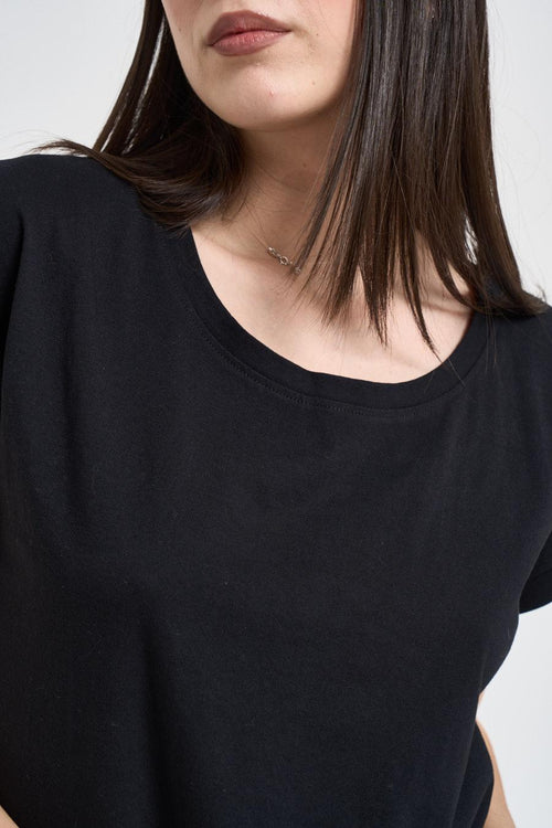 T-shirt donna con retro semitrasparente nera - 2