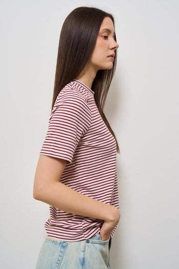 T-shirt donna a righe rossa - 3