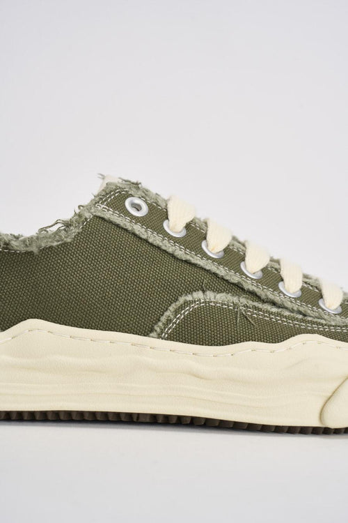 Sneakers uomo verde militare in canvas - 2