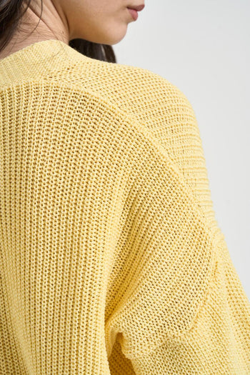 Cardigan donna in maglia giallo - 4