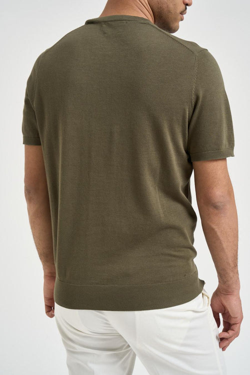 T-shirt uomo in maglia verde militare - 2