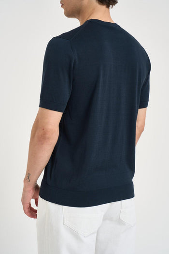 T-shirt uomo in maglia blu notte - 5