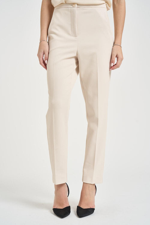 Pantaloni donna a sigaretta panna