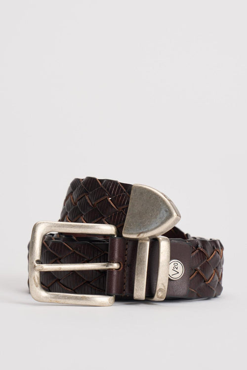 Cintura uomo intrecciata marrone