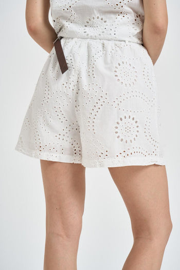 Shorts donna traforato bianco - 4