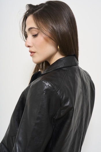 Women's black leather jacket - 5