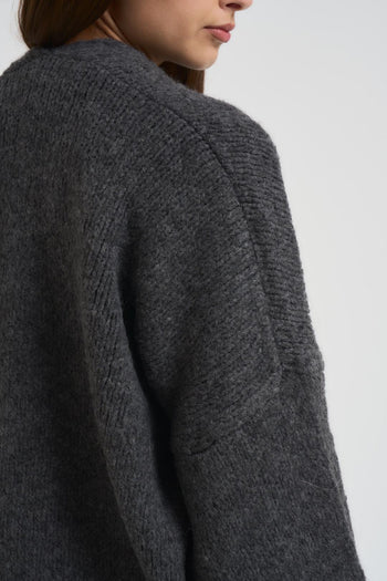 Cardigan donna scollo a V grigio - 6