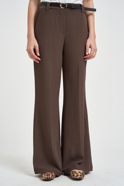 Pantalone donna flare marrone