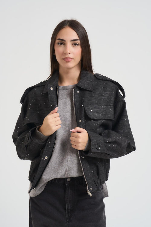 Bomber donna lurex antracite
