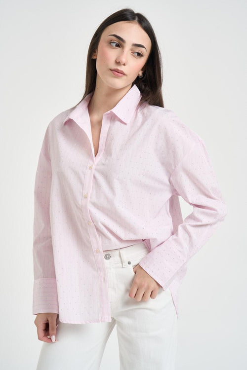 Camicia donna con strass rosa