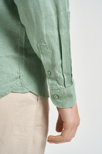 Camicia uomo in lino turchese - 5