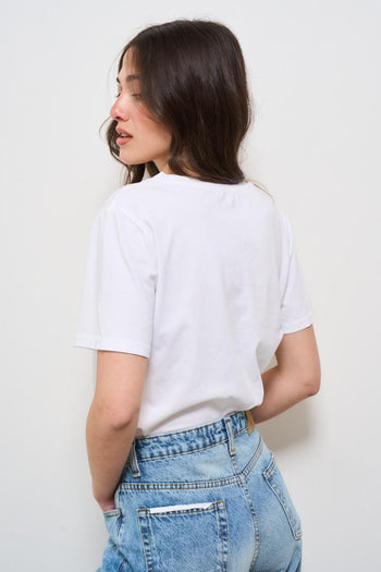 T-shirt donna girocollo bianca - 3