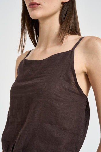Top donna in lino moro - 4