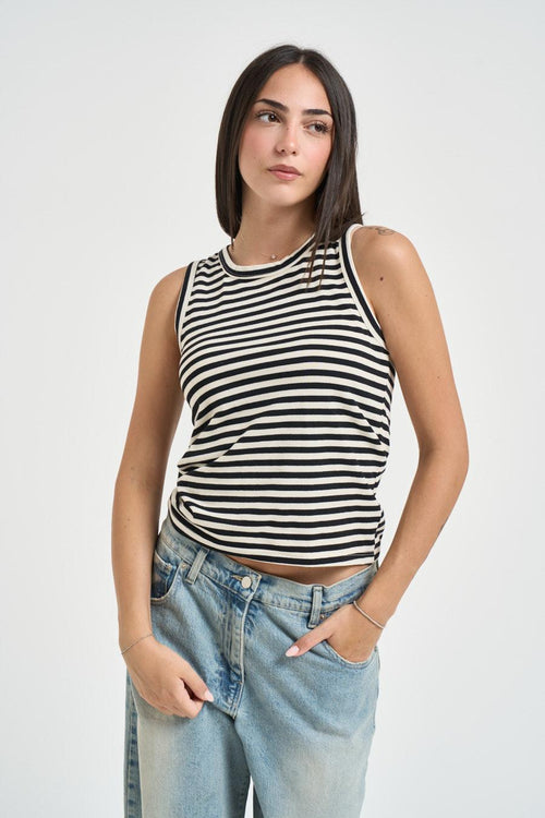 Top donna a righe bianco e nero - 1